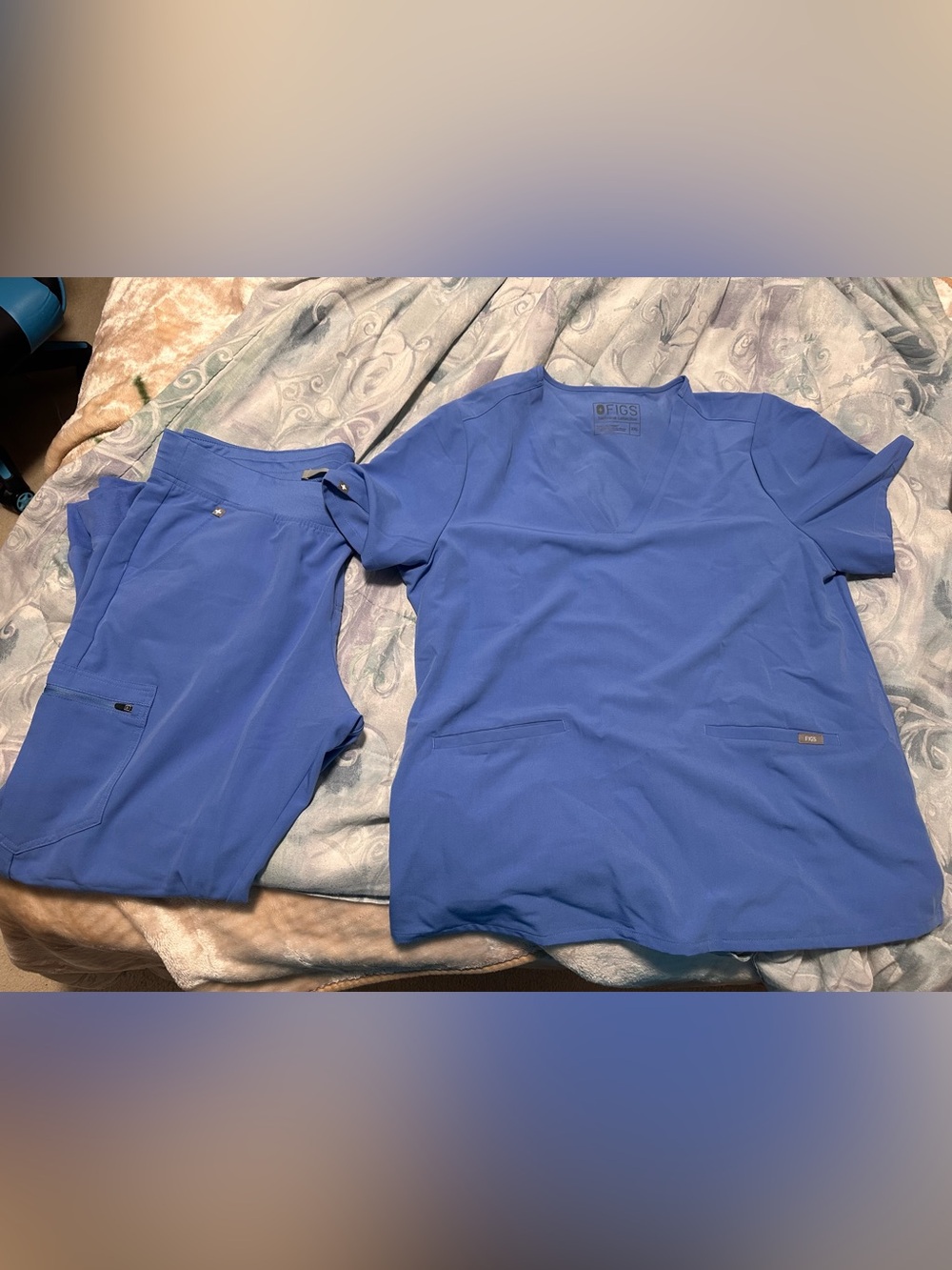 Women’s FIGS Ceil Blue XXL Top, XXL Tall Pants
